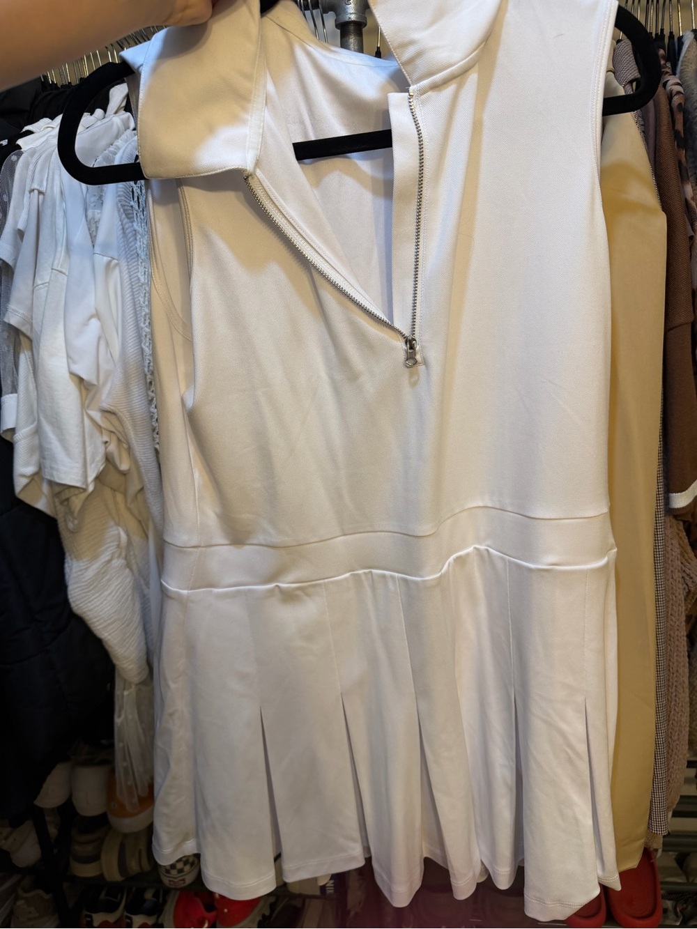 HALARA White Sleeveless Zip Polo Tennis Dress